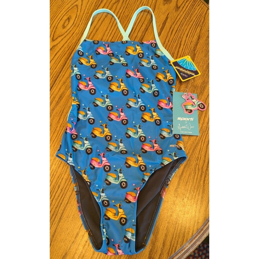 New With Tags Alex and‎ Gretchen Sporti Moped Cycle Collection Swimsuit Size 32